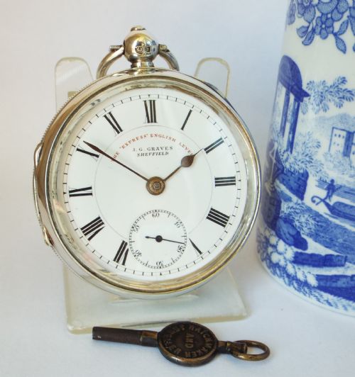 An Antique “Express” English Lever Pocket Watch by J G Graves of Sheffield.
