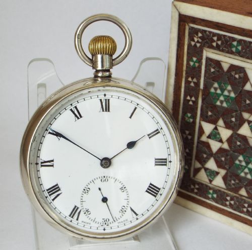 Vintage 1937 Swiss Silver Pocket Watch.