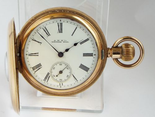 fig 1. Small Waltham Seaside half hunter pocket watch.