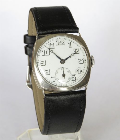 fig 1. Gents Marvin silver cushion cased wrist watch 1926