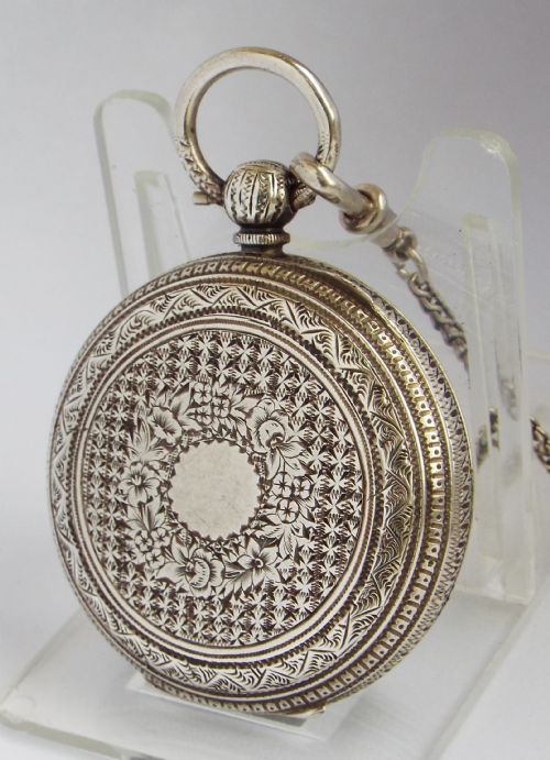 fig 1. Antique mid size Waltham pocket watch & albertina.