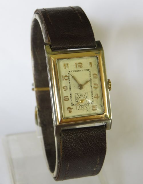 fig 1. Gents 9ct gold Art Deco wrist watch, 1930