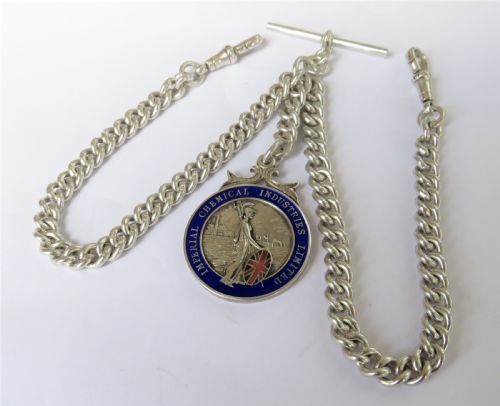fig 1. Antique silver double albert with fob