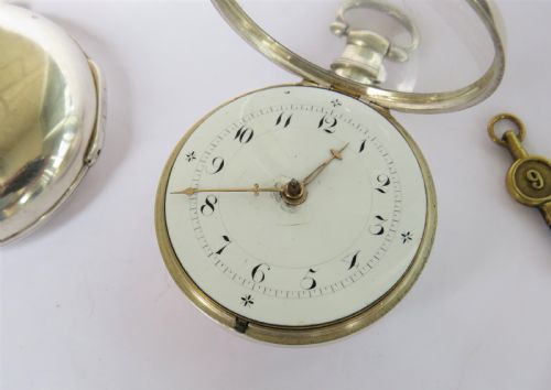 fig 1. Antique silver pair cased verge fusee pocket watch, Underhill of Newport