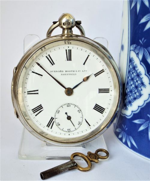 Antique Silver Lancashire Watch Co Pocket Watch Retailed by Burnand Booth Sheffield