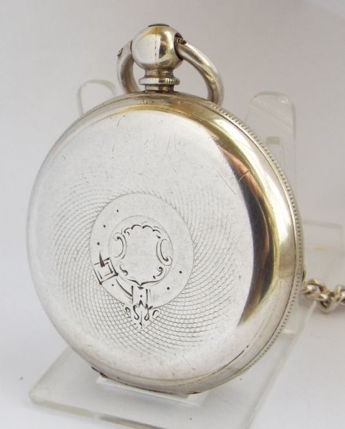 fig 1. Antique Coventry silver pocket watch & chain.H J Norris.
