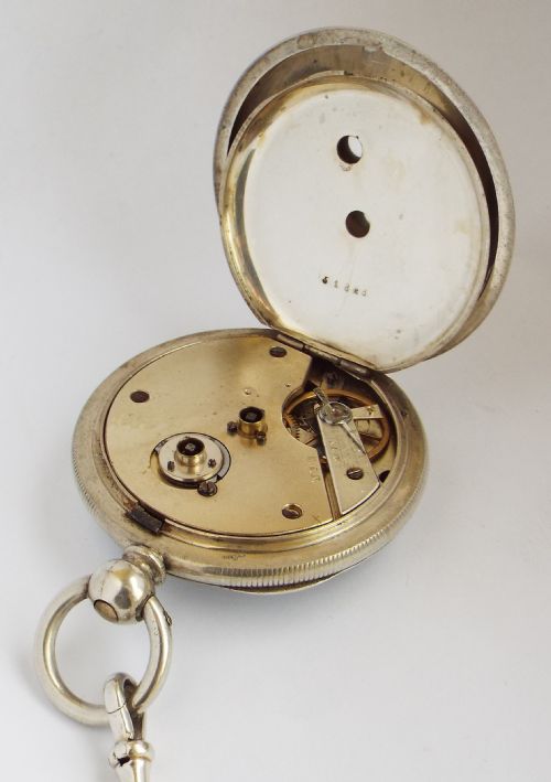 fig 2. Antique Coventry silver pocket watch & chain.H J Norris.