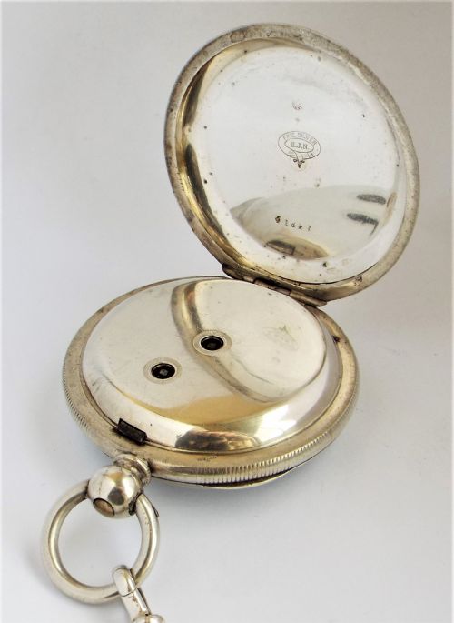 fig 3. Antique Coventry silver pocket watch & chain.H J Norris.