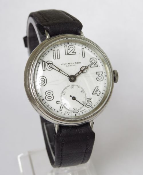 fig 1. Gents silver Cyma wrist watch from J W Benson, 1932