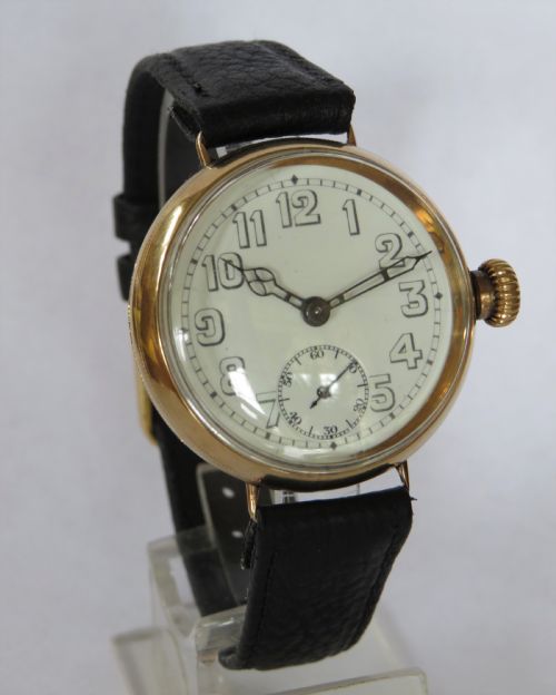 fig 1. Gents 9ct gold Electa wrist watch, 1918