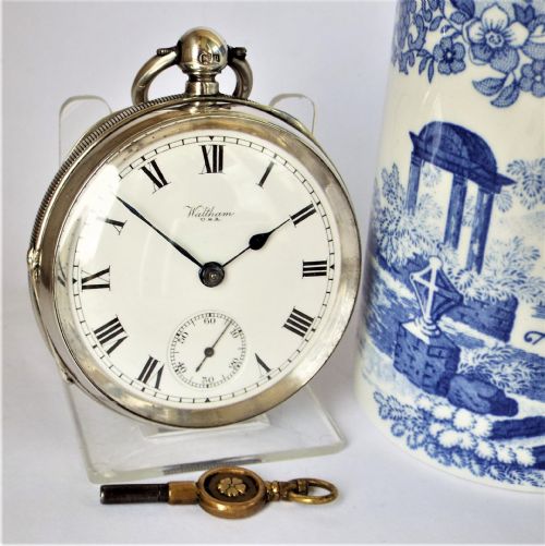 An Antique 1919 Silver Waltham Pocket Watch.