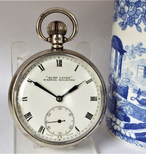 A 1940s Silver H Samuel "Acme Lever" Pocket Watch.