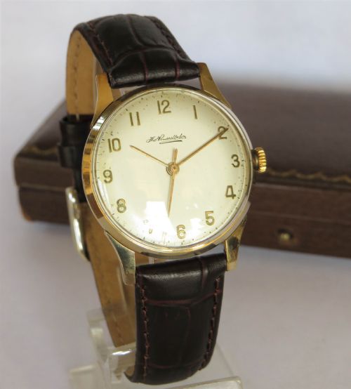 fig 1. Gents 9ct gold Thomas Russell wrist watch, 1969