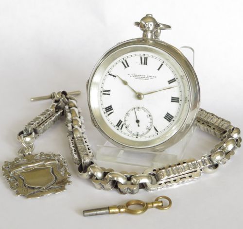 Substantial Antique Silver Pocket Watch and Chain