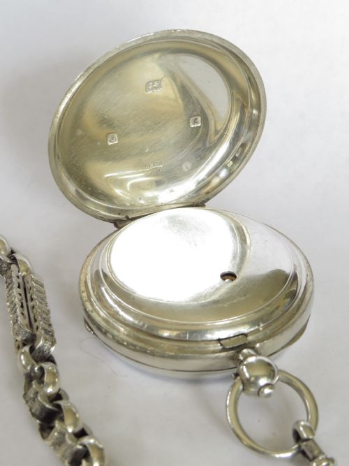 fig 2. Substantial antique silver pocket watch and chain