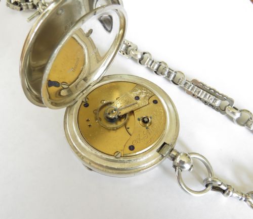 fig 3. Substantial antique silver pocket watch and chain