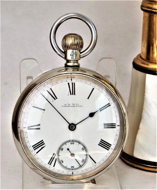 Antique Silver Waltham Hillside Pocket Watch, 1891.
