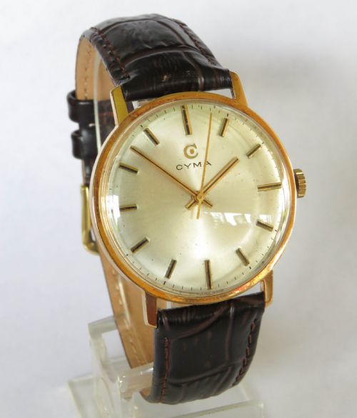 fig 1. Gents 18ct gold Cyma wrist watch, 1969