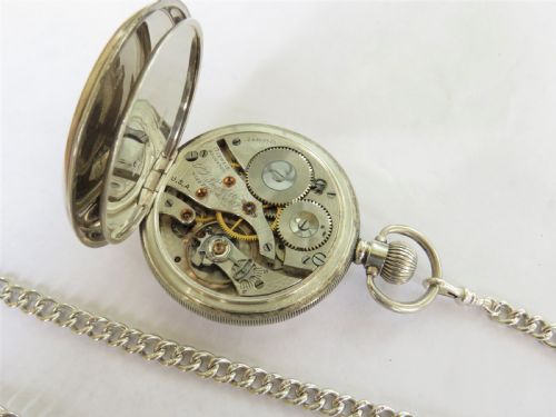 fig 3. Antique silver Waltham Bartlett pocket watch and chain
