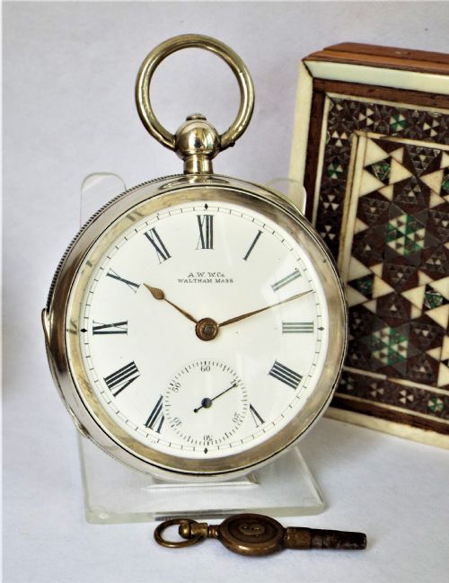 Antique 1909 Silver Waltham Pocket Watch.