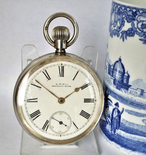 Antique Silver Waltham Bond Street Pocket Watch.