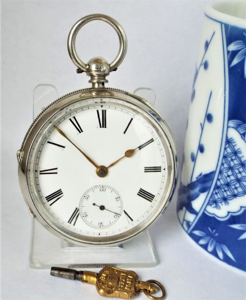 Antique 1884 English Silver Pocket Watch Jolly Mansfield