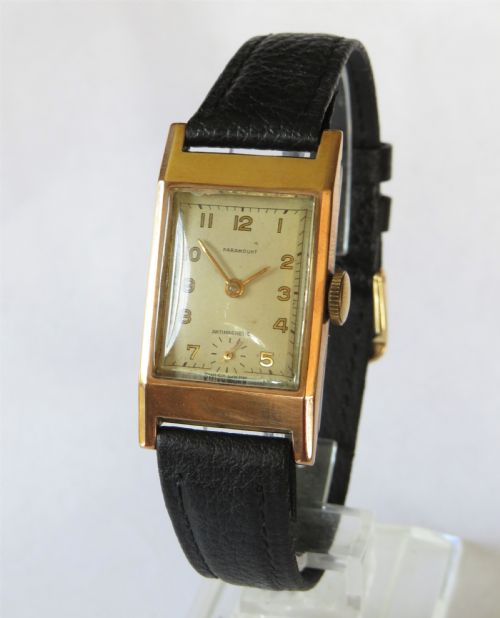 Gents 9ct Gold Paramount Art Deco Wrist Watch