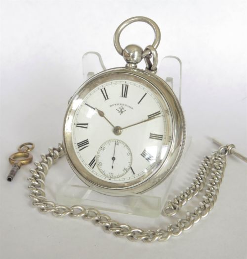 Antique Rotherhams Silver Pocket Watch and Chain