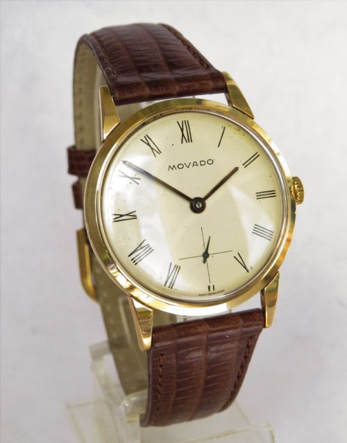 fig 1. Gents 9ct gold Movado wrist watch, 1959
