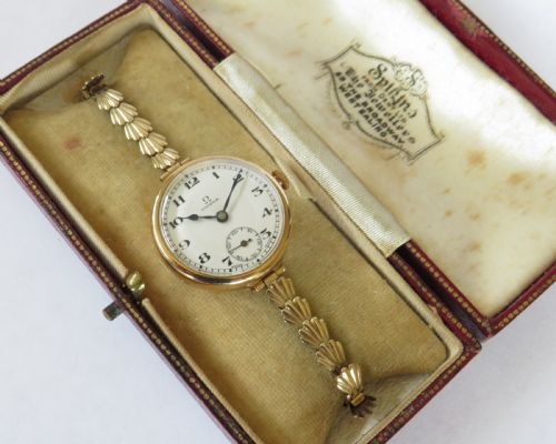 fig 1. 9ct gold ladies Omega wrist watch, 1927