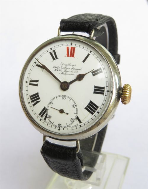 Gents Large 1920s Wristwatch, Dunklings, Melbourne