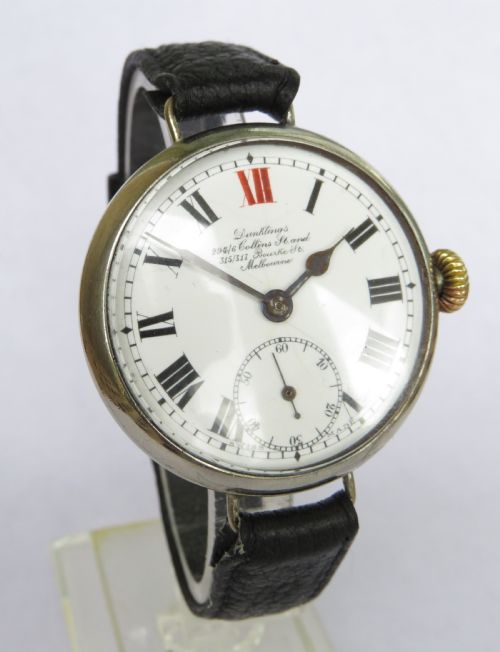 fig 1. Gents large 1920s wristwatch, Dunklings, Melbourne