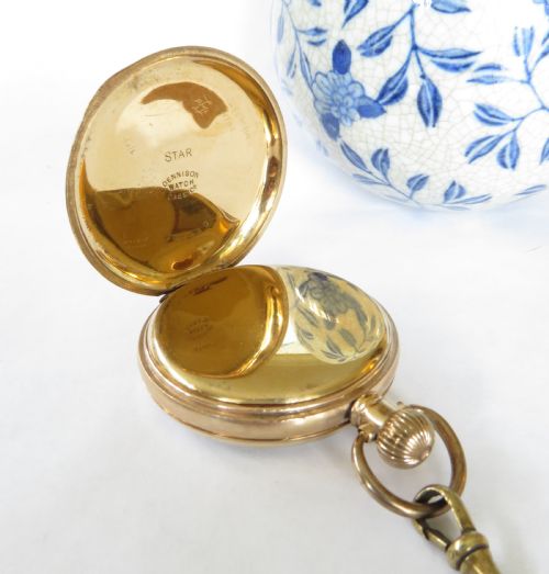 fig 1. Antique Waltham Bond Street pocket watch and chain