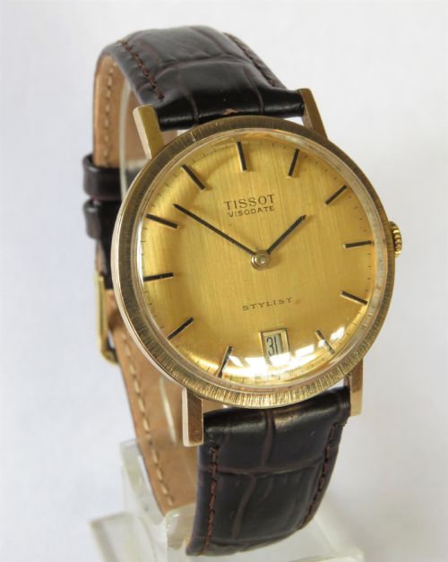 fig 1. Gents 9ct gold Tissot Visodate Stylist watch, 1969