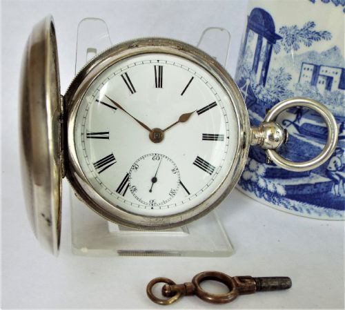 Antique William Ehrhardt Silver Hunter Pocket Watch.
