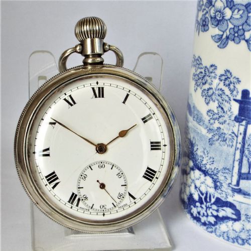 Antique 1918 Silver Pilot Pocket Watch.