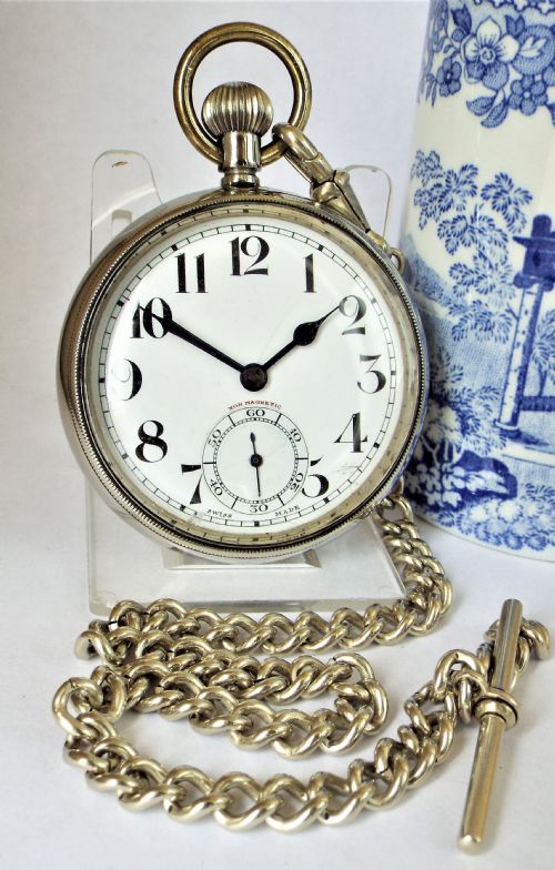1930s Frenca Swiss Pocket Watch and Chain.