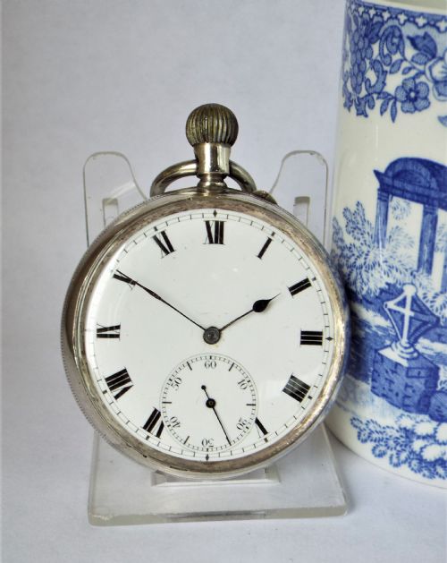 Antique 1884 English Silver Pocket Watch.