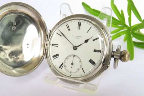 Antique Silver Full Hunter Pocket Watch, Dewsbury