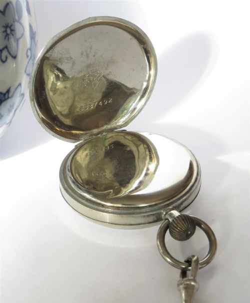 fig 2. 1930s Omega pocket watch, chain and compass fob