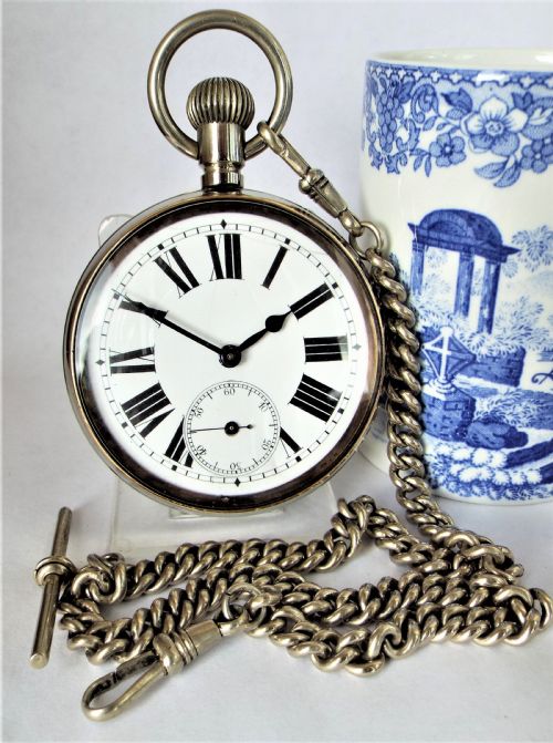 Large Antique Pocket Watch and Chain.