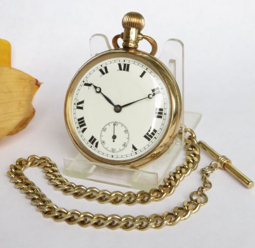 1920s Gold Plated Pocket Watch and Chain