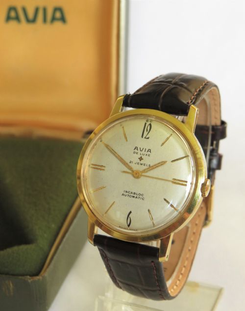 Gents 1960s Avia De Luxe Wrist Watch, Box & Papers