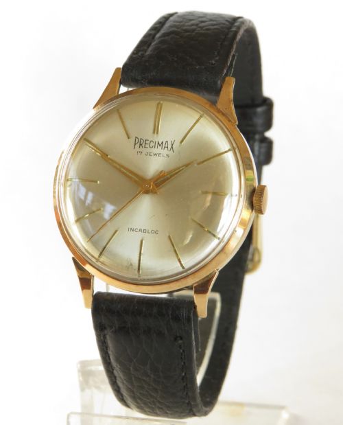 Gents 9ct Gold Precimax Wrist Watch, 1965