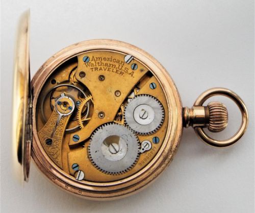 fig 5. Antique 1905 Waltham full hunter pocket watch.