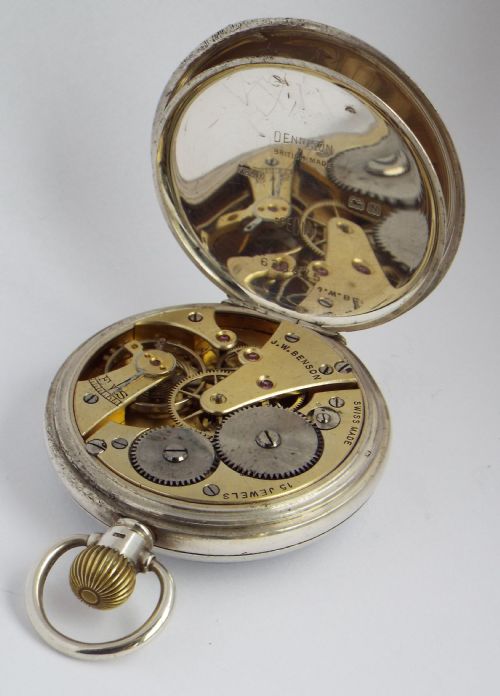 fig 3. Silver Cyma pocket watch for J W Benson.