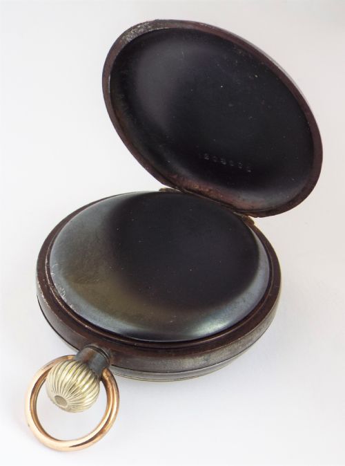 fig 2. An antique gun metal Omega pocket watch.