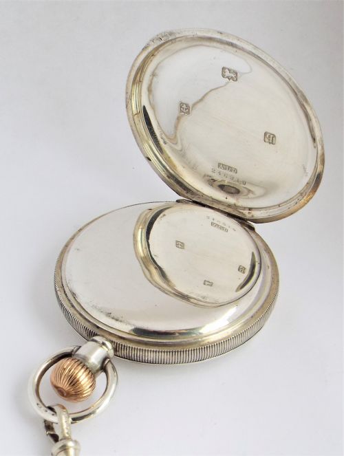 fig 3. Antique silver Cyma full hunter pocket watch.