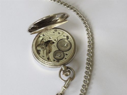 fig 2. 1929 Swiss silver pocket watch and chain