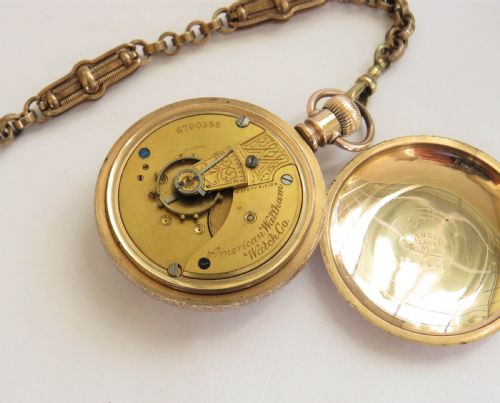fig 2. Large ornate Waltham pocket watch & chain. 1890s